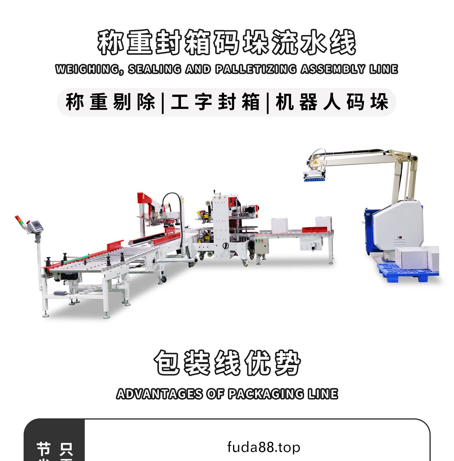 稱(cheng)重(zhong)封(feng)箱(xiang)碼垜流水(shui)線(xian)細節圖(tu)